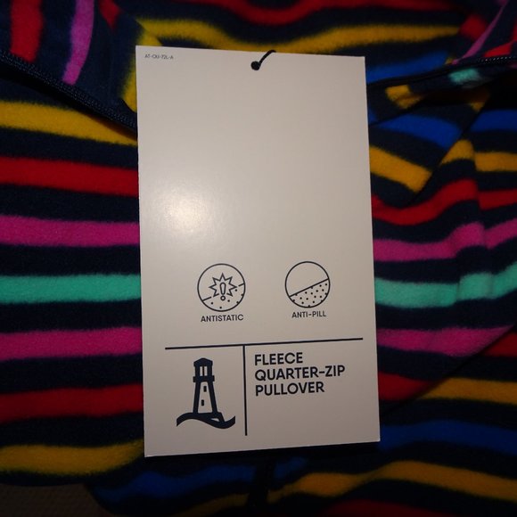 Nautical Striped Lands' End Fleece Quarter Zip Pullover - Picture 5 of 7